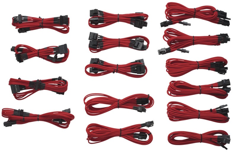 Red braided PSU cables